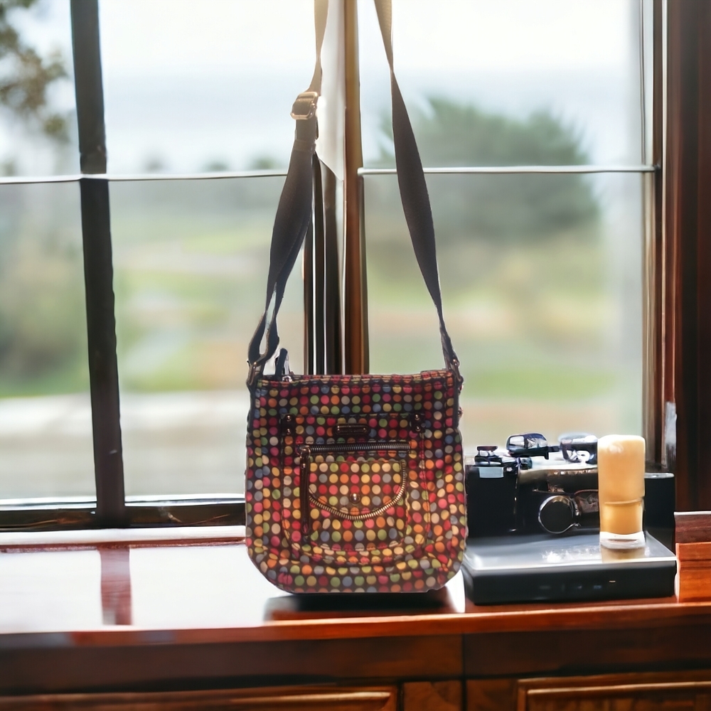 FRANCO SARTO | Cute Multi-colored Polka-dot Cross-body Messenger Bag | EUC